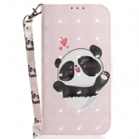 Flip Case Realme C35 Suojaketju Kuori Pikku Panda Hihnalla