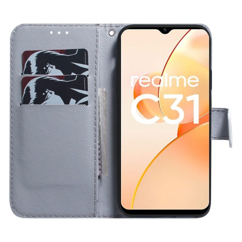 Flip Case Realme C35 Valkoinen Tiikeri