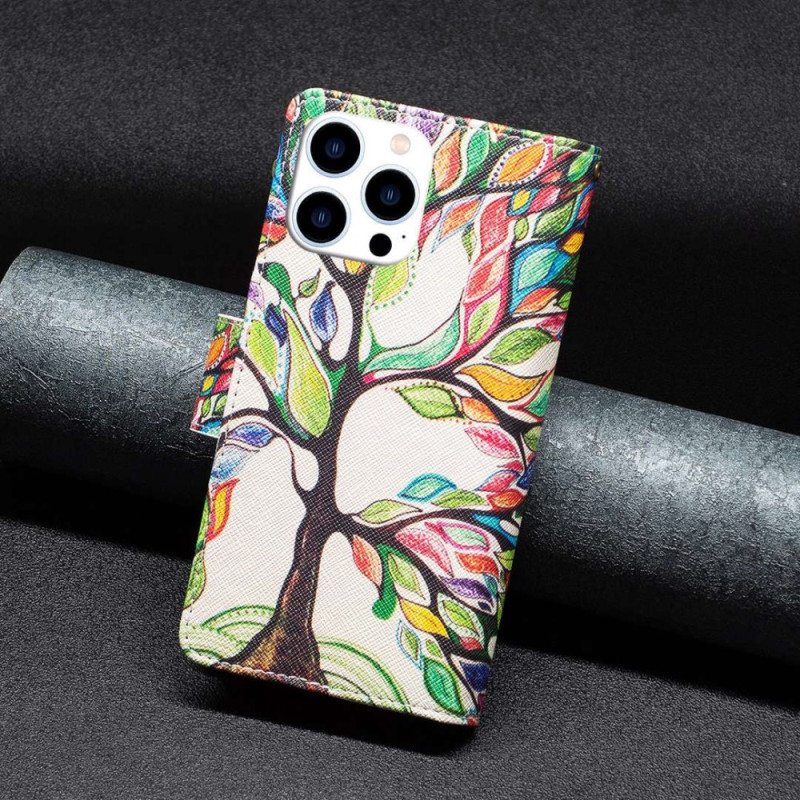 Flip Case iPhone 14 Pro Lompakkokuori Tree Lompakko