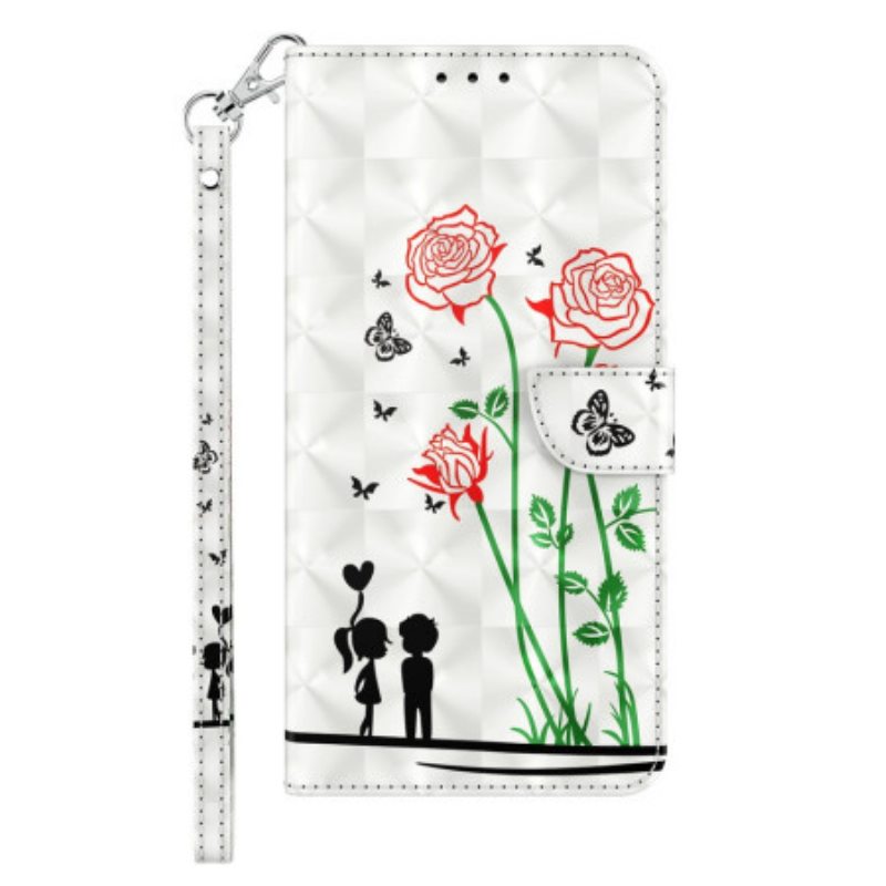 Flip Case iPhone 14 Pro Suojaketju Kuori Lanyard Love Dandelions