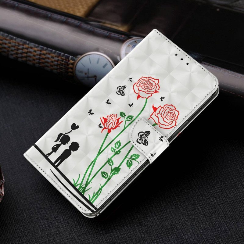 Flip Case iPhone 14 Pro Suojaketju Kuori Lanyard Love Dandelions