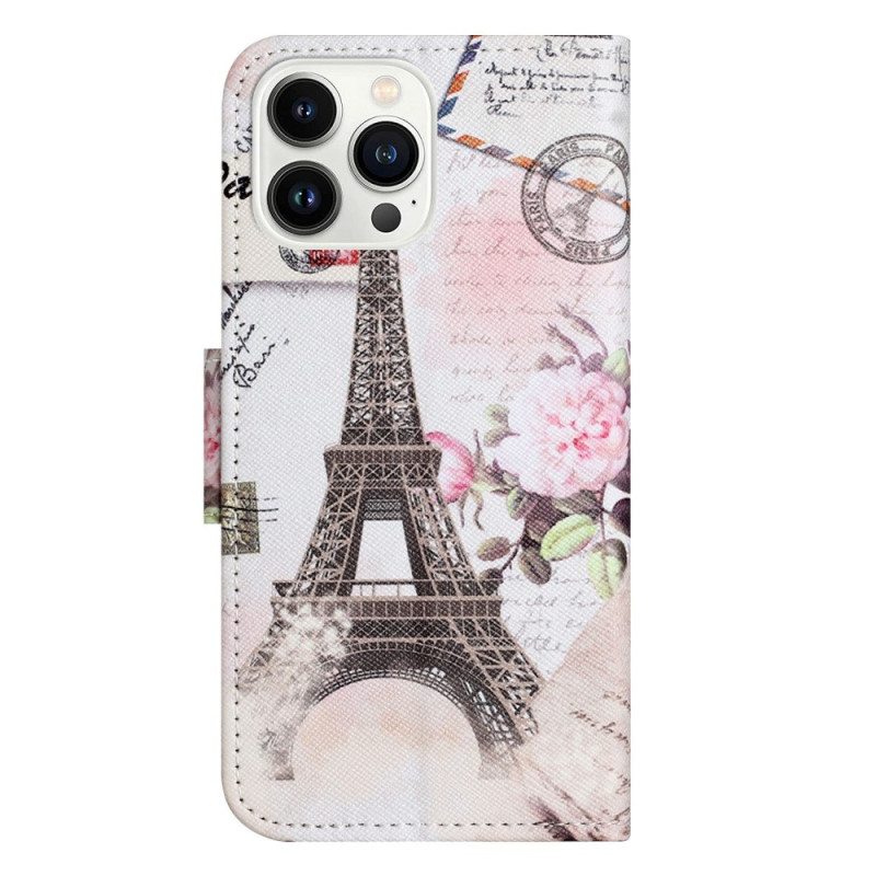 Kotelot iPhone 14 Pro Vintage Eiffel-torni