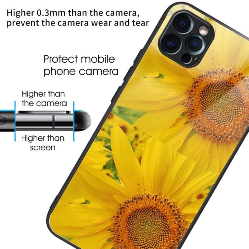 Kuori iPhone 14 Pro Karkaistu Lasi Auringonkukat