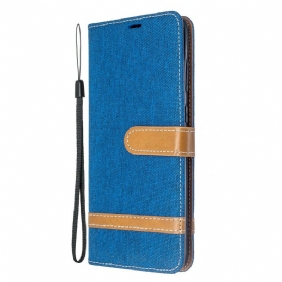 Flip Case Samsung Galaxy S20 Plus / S20 Plus 5G Suojaketju Kuori Kangas- Ja Nahkaefektihihna