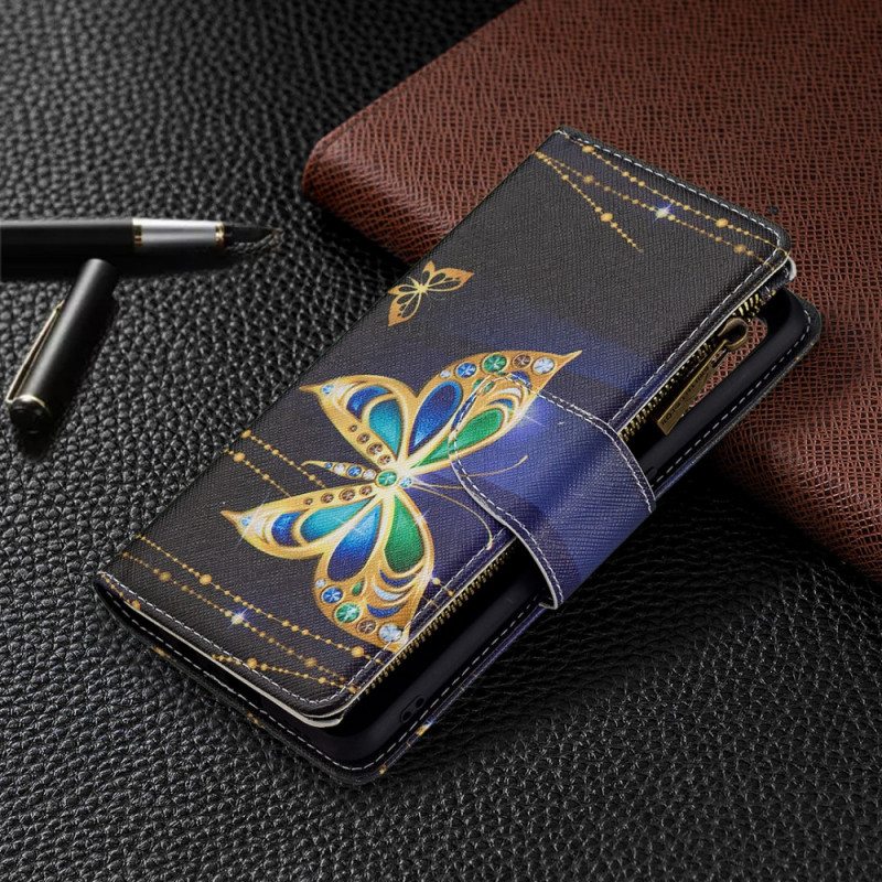 Flip Case Oppo A74 4G Perhosten Vetoketjullinen Tasku