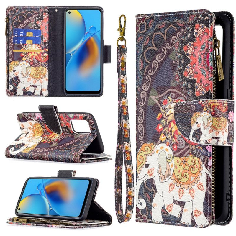 Kotelot Oppo A74 4G Elephant Vetoketjullinen Tasku