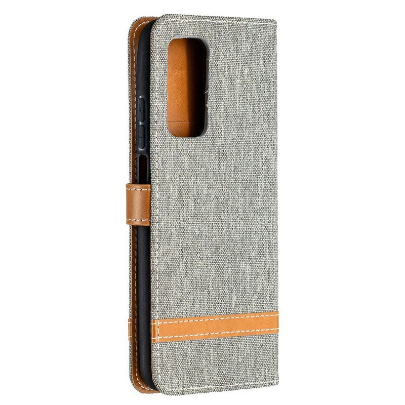 Flip Case Xiaomi Mi 10T / 10T Pro Suojaketju Kuori Kangas- Ja Nahkaefektihihna