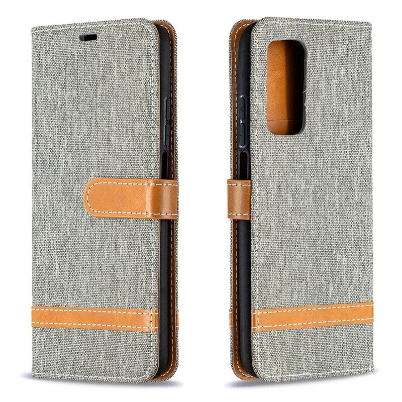 Flip Case Xiaomi Mi 10T / 10T Pro Suojaketju Kuori Kangas- Ja Nahkaefektihihna