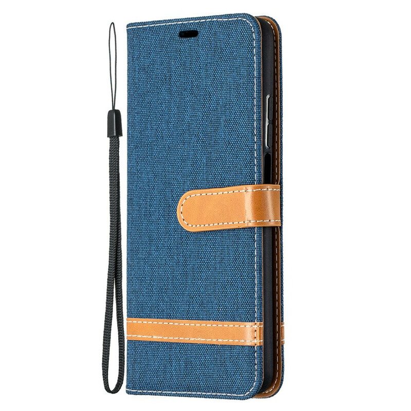 Flip Case Xiaomi Mi 10T / 10T Pro Suojaketju Kuori Kangas- Ja Nahkaefektihihna