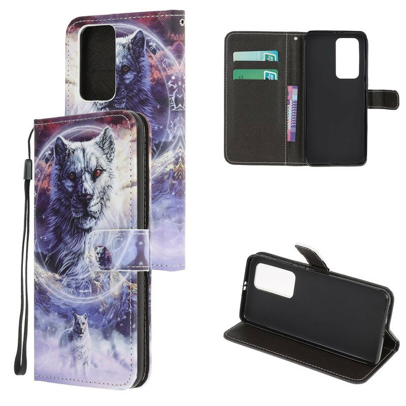 Flip Case Xiaomi Mi 10T / 10T Pro Susi Talvella Kaulanauhan Kanssa