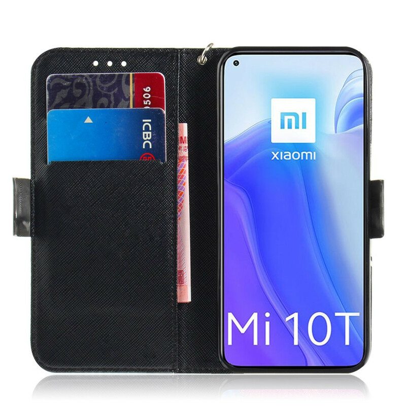 Nahkakotelo Xiaomi Mi 10T / 10T Pro Suojaketju Kuori Mestarillinen Mandala Hihnalla