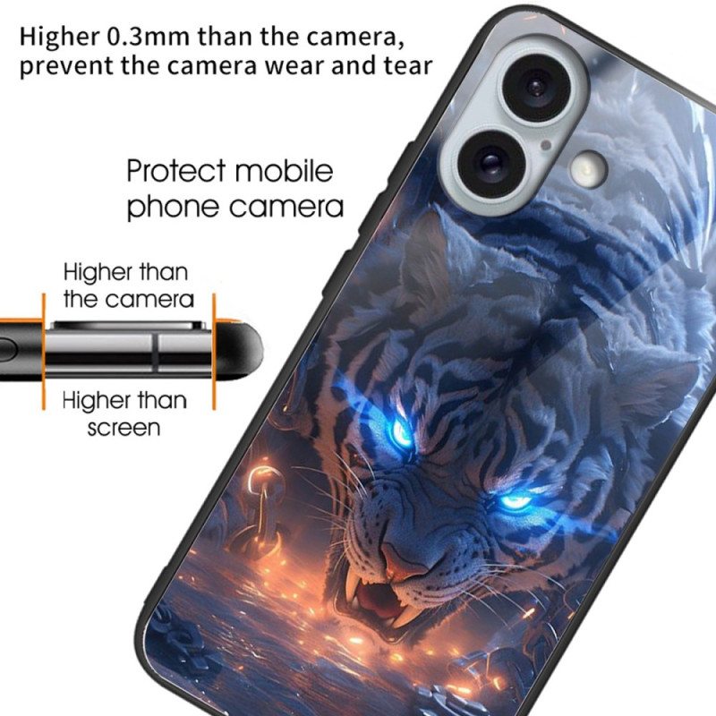 Case iPhone 16 Plus Puhelinkuoret Tiger Printed Tempered Glass