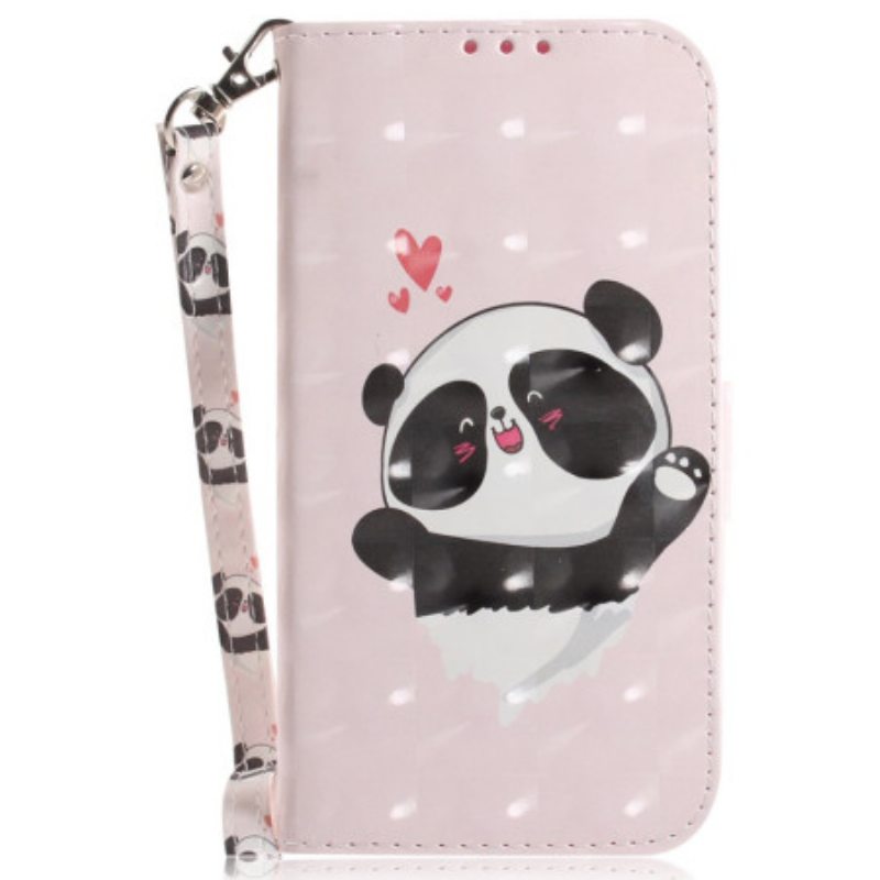 Kotelot iPhone 16 Plus Puhelinkuoret Panda Love Hihnalla