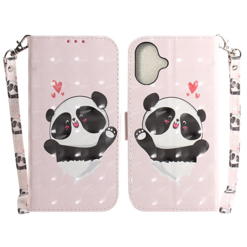 Kotelot iPhone 16 Plus Puhelinkuoret Panda Love Hihnalla