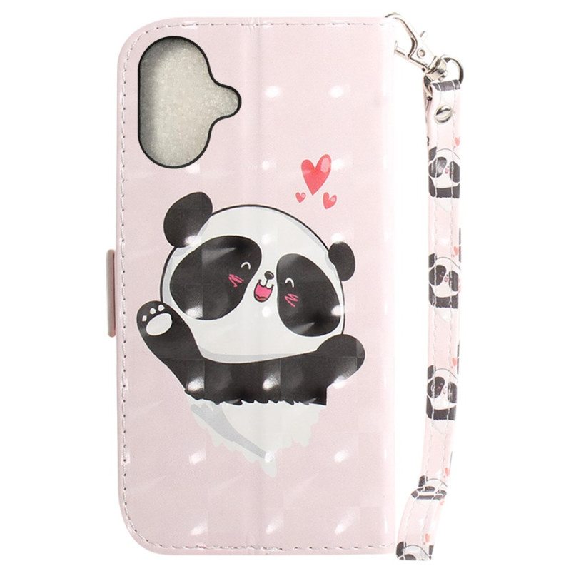 Kotelot iPhone 16 Plus Puhelinkuoret Panda Love Hihnalla