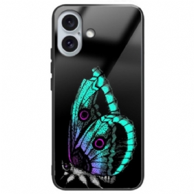 Kuori iPhone 16 Plus Green Butterfly Karkaistu Lasi