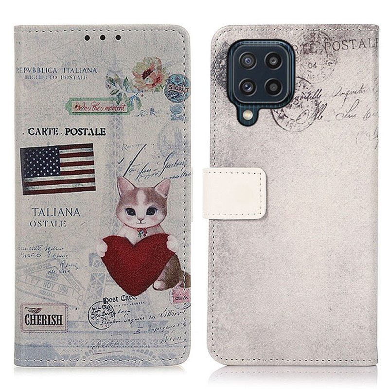 Flip Case Samsung Galaxy M32 Traveller Cat