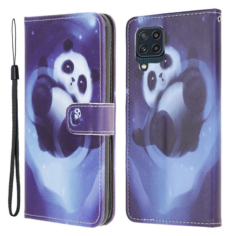 Kotelot Samsung Galaxy M32 Suojaketju Kuori Panda Space Kaulanauhalla