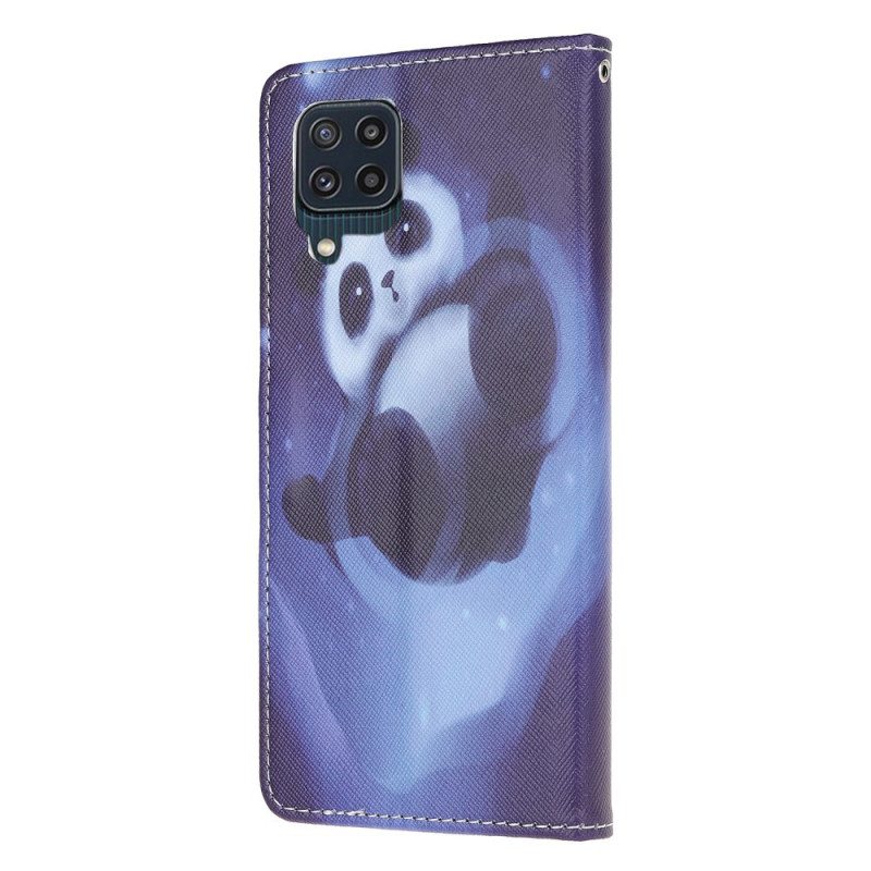 Kotelot Samsung Galaxy M32 Suojaketju Kuori Panda Space Kaulanauhalla