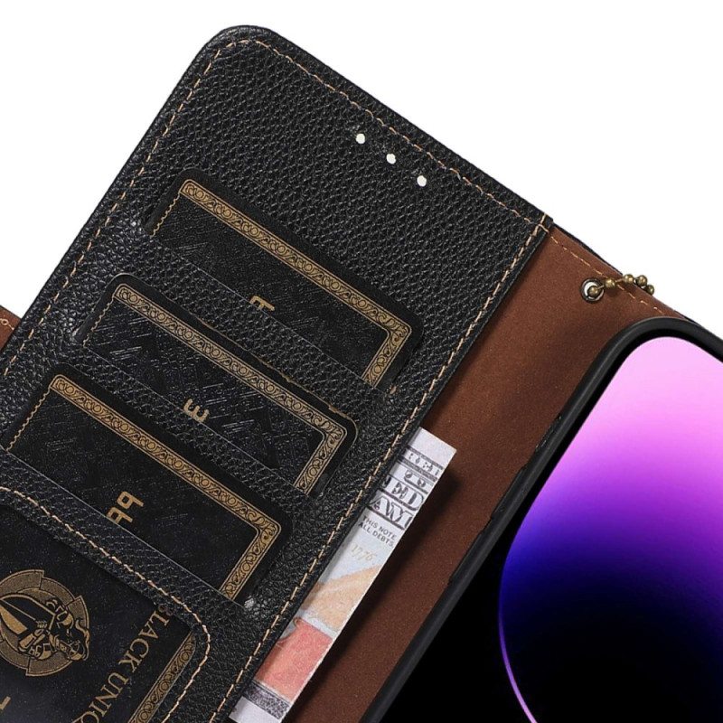 Kotelot iPhone 16 Pro Litchi Texture Leather