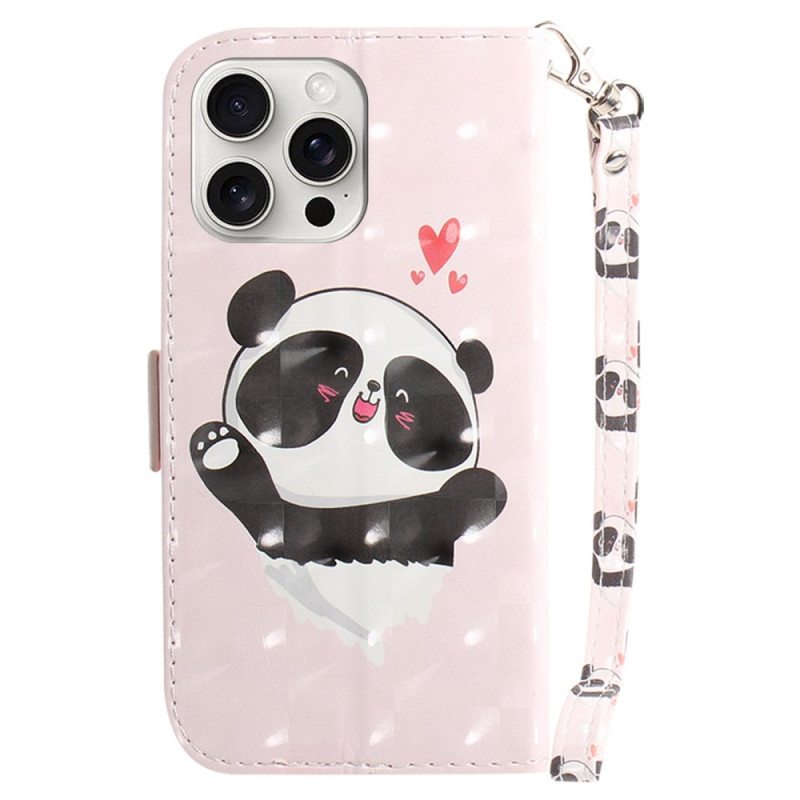 Kotelot iPhone 16 Pro Puhelinkuoret Panda Love Hihnalla