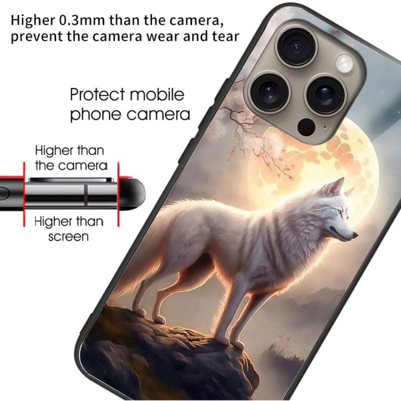 Kuori iPhone 16 Pro Moonlight Wolf Karkaistu Lasi