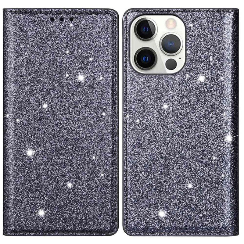 Nahkakotelo iPhone 16 Pro Glitteriä Suojakuori