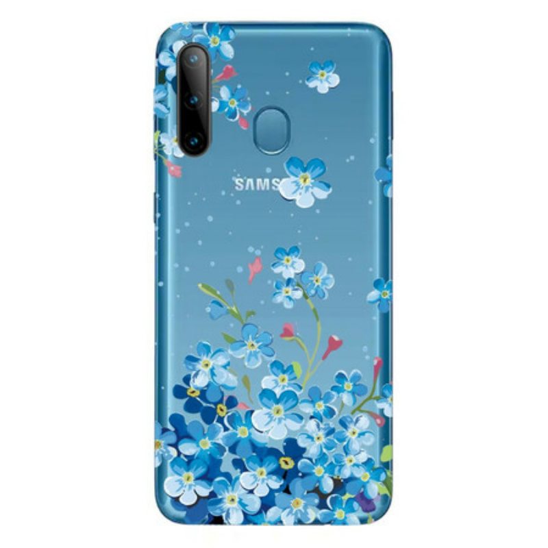 Case Samsung Galaxy M11 Sinisiä Kukkia