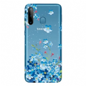 Case Samsung Galaxy M11 Sinisiä Kukkia