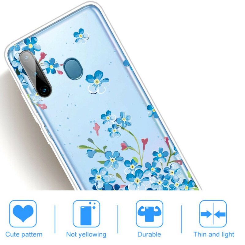 Case Samsung Galaxy M11 Sinisiä Kukkia