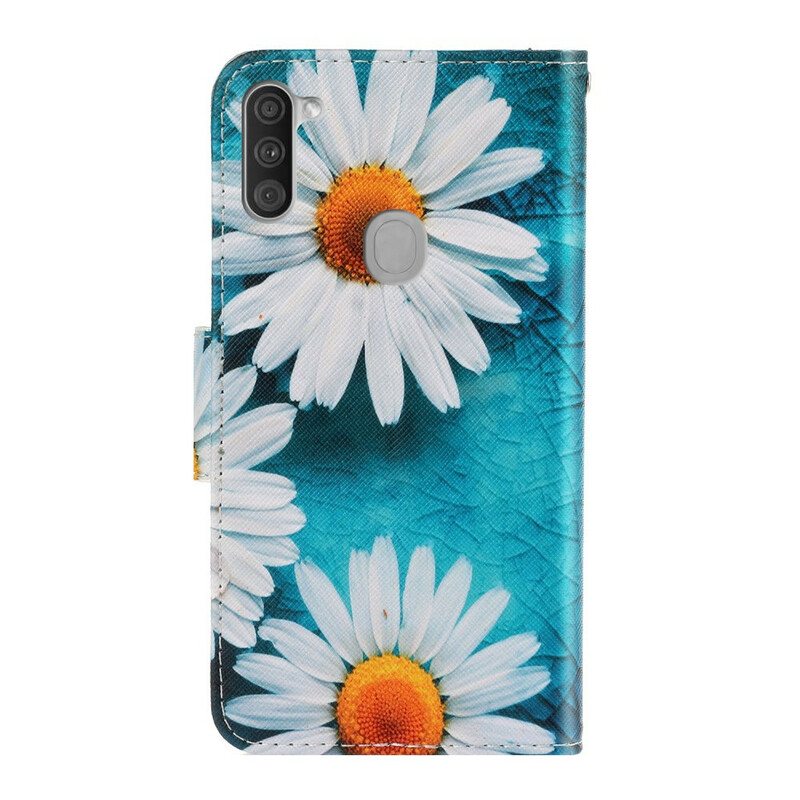 Flip Case Samsung Galaxy M11 Suojaketju Kuori Thong Daisies