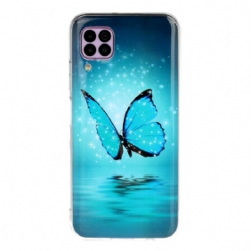 Kuori Huawei P40 Lite Fluoresoiva Sininen Perhonen