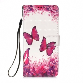 Flip Case iPhone 13 Pro Punaiset Perhoset