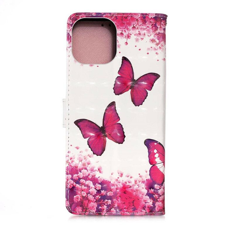 Flip Case iPhone 13 Pro Punaiset Perhoset