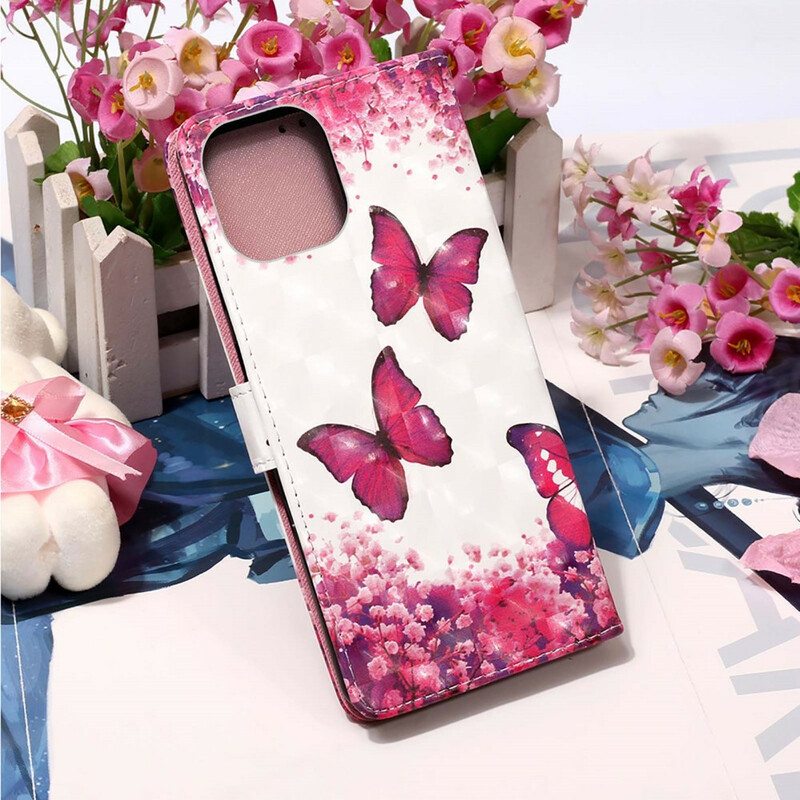 Flip Case iPhone 13 Pro Punaiset Perhoset