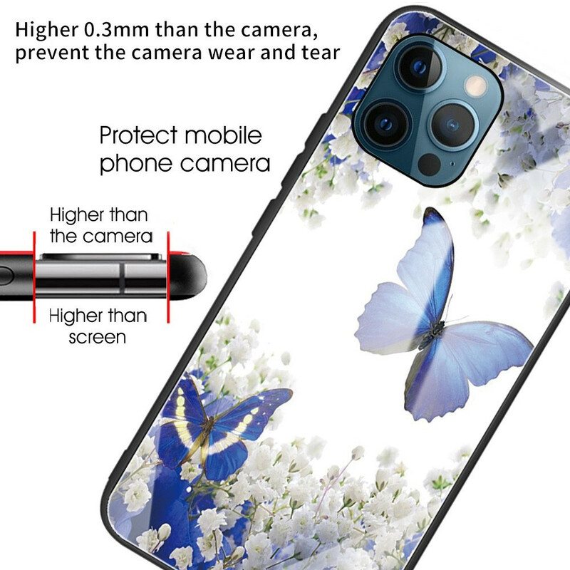 Kuori iPhone 13 Pro Butterflies Design Karkaistu Lasi