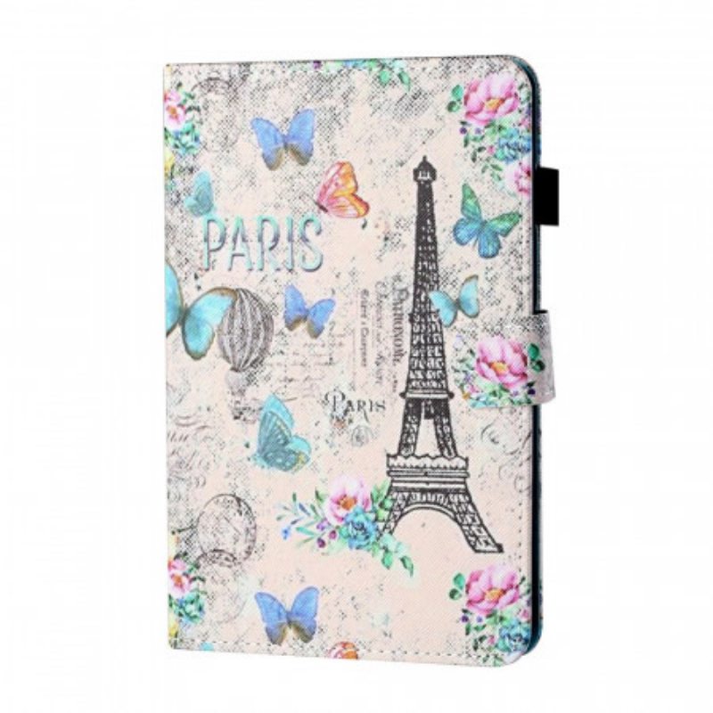 Nahkakotelo iPad Mini 6 (2021) Eiffel-tornin Perhoset