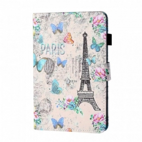 Nahkakotelo iPad Mini 6 (2021) Eiffel-tornin Perhoset