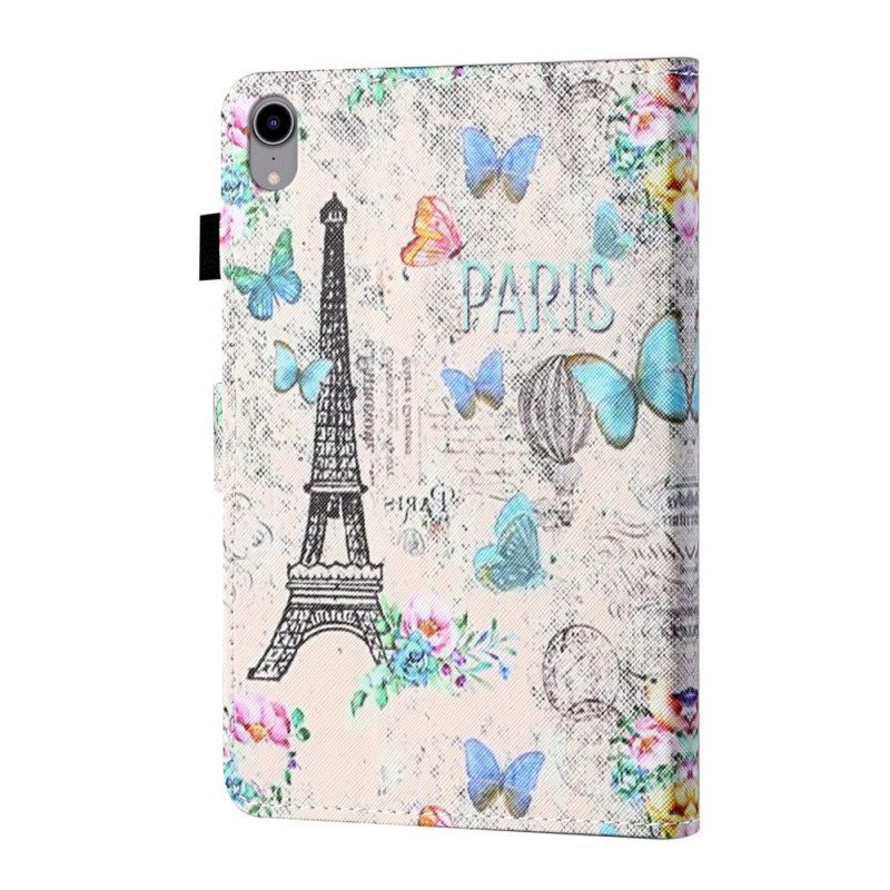 Nahkakotelo iPad Mini 6 (2021) Eiffel-tornin Perhoset