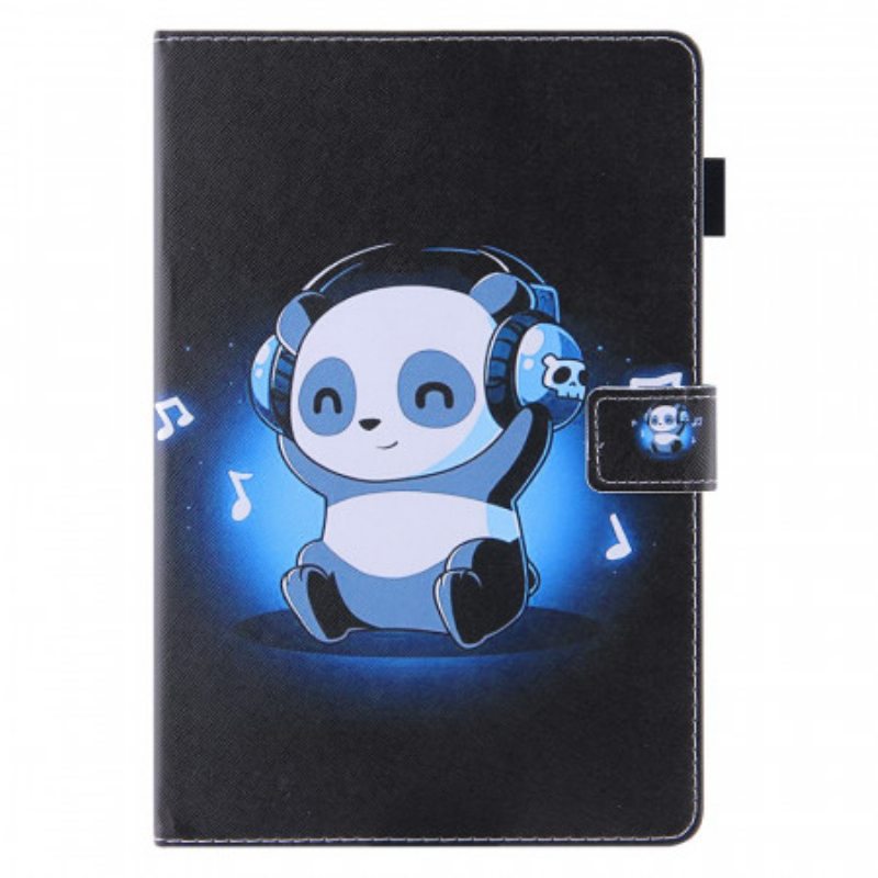 Nahkakotelo iPad Mini 6 (2021) Panda Kuulokkeissa