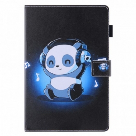 Nahkakotelo iPad Mini 6 (2021) Panda Kuulokkeissa