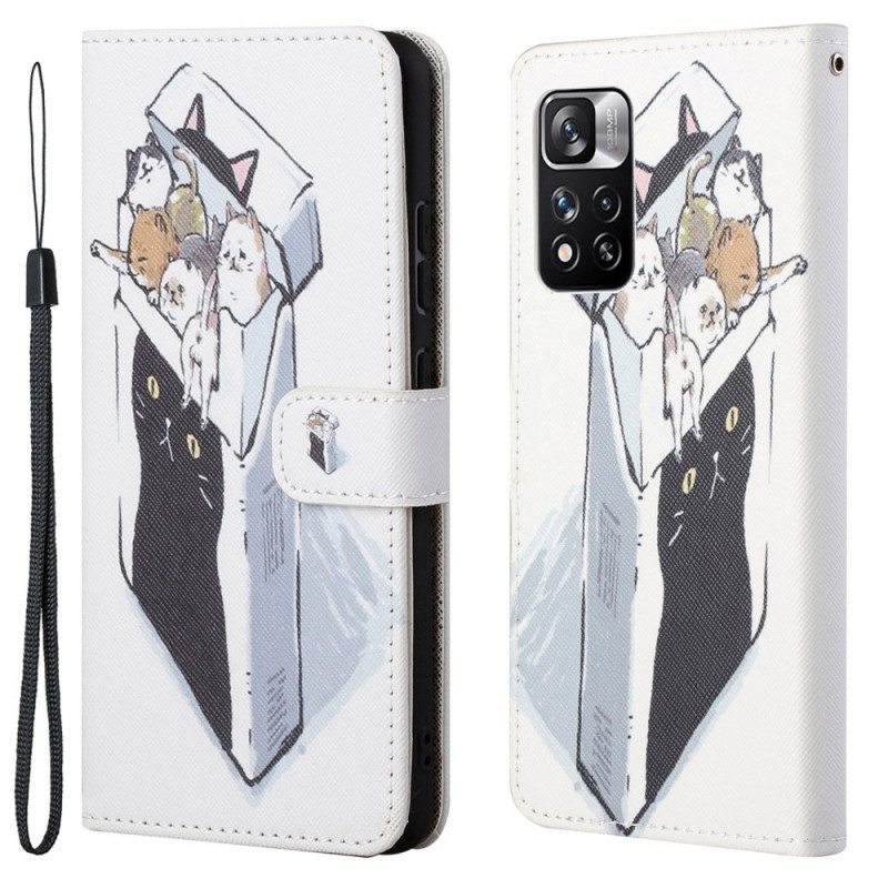 Flip Case Xiaomi Redmi Note 11 Pro / 11 Pro 5G Suojaketju Kuori Toimitus Thong Cats