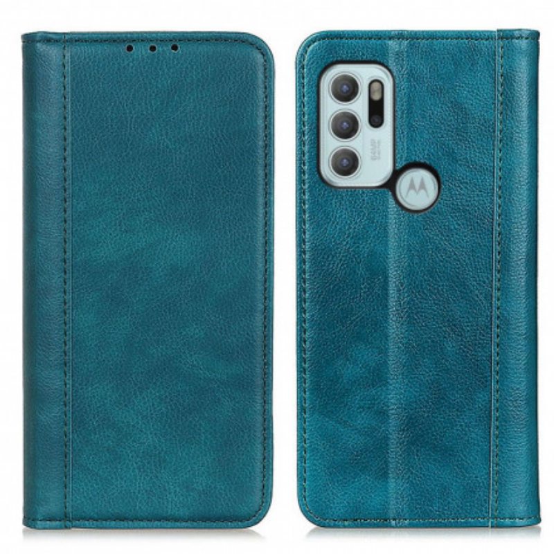 Puhelinkuoret Moto G60S Kotelot Flip Litchi Split Leather -versio