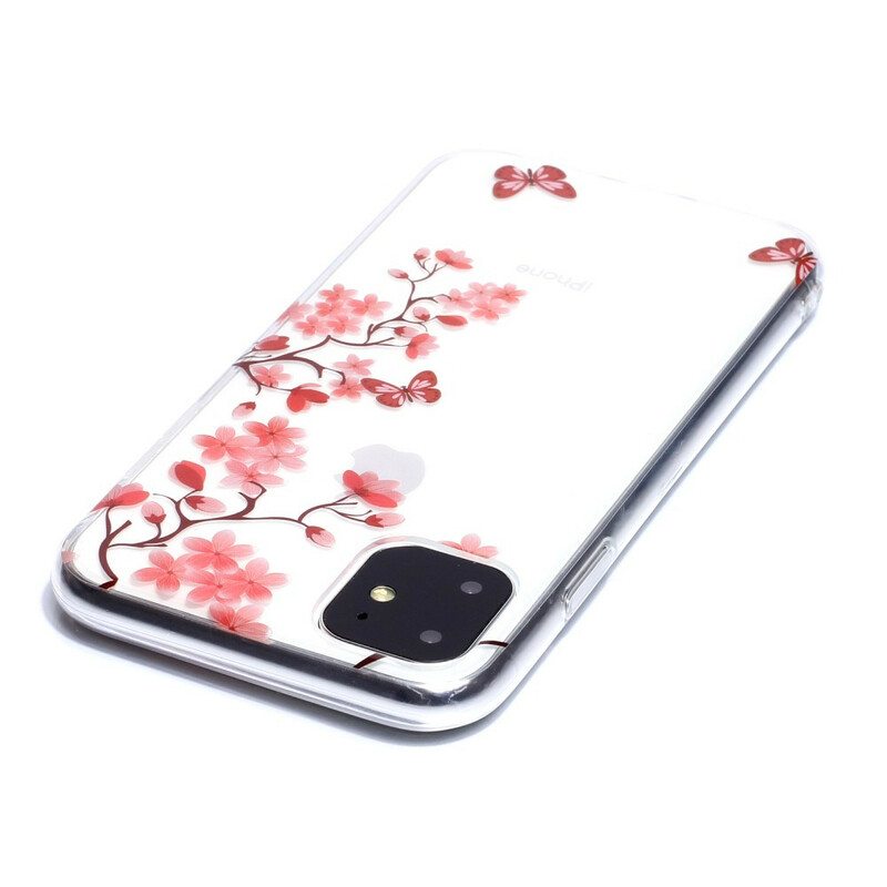 Case iPhone 11 Läpinäkyvä Oksa Perhosilla