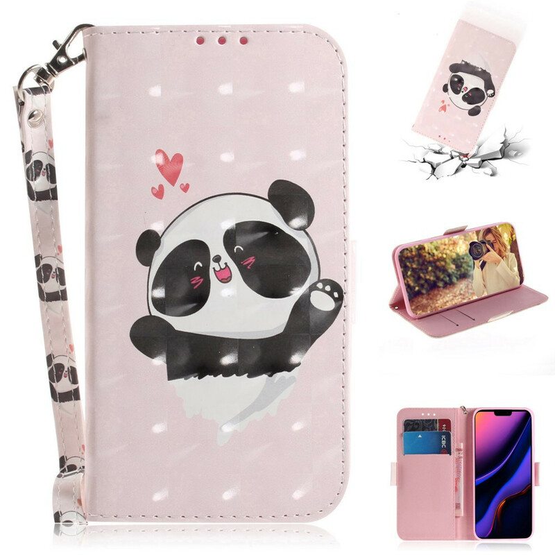 Kotelot iPhone 11 Suojaketju Kuori Panda Love With Lanyard