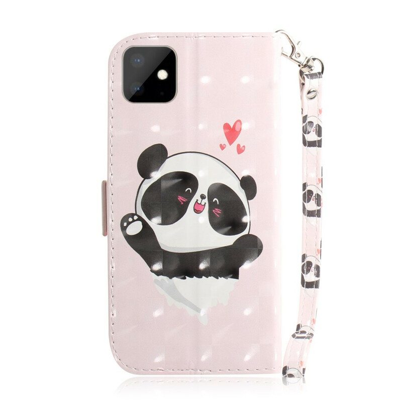 Kotelot iPhone 11 Suojaketju Kuori Panda Love With Lanyard