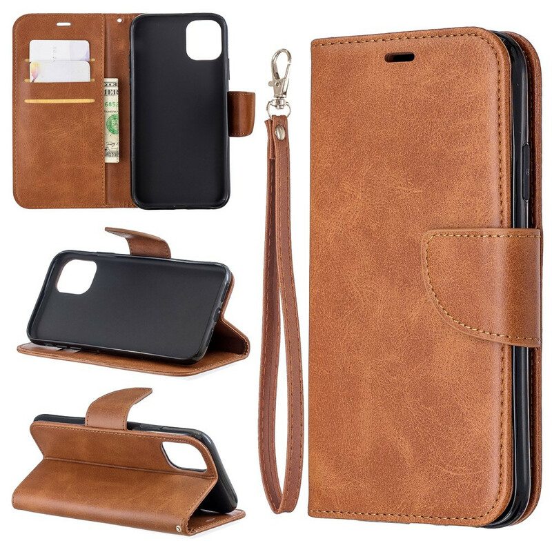 Nahkakotelo iPhone 11 Suojaketju Kuori Strappy Leather Style