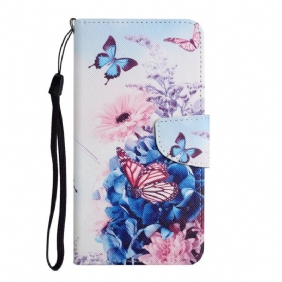 Flip Case Samsung Galaxy S22 Ultra 5G Kukkakimppu Ja Perhosia