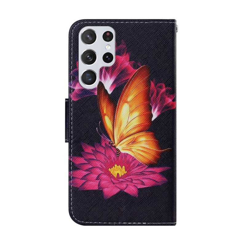 Kotelot Samsung Galaxy S22 Ultra 5G Butterfly Ja Lotus