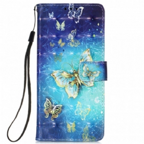 Kotelot Samsung Galaxy S22 Ultra 5G Golden Butterflies Kaulanauha